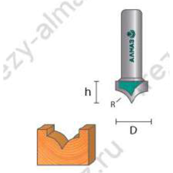 Фреза пазовая фасонная  Алмаз R10/D19/H13/d8